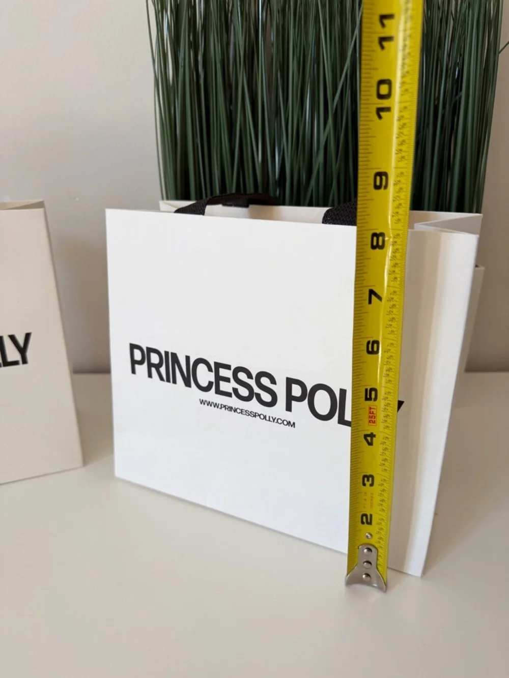 Princess Polly White Paper Shopping Bag with Black Logo